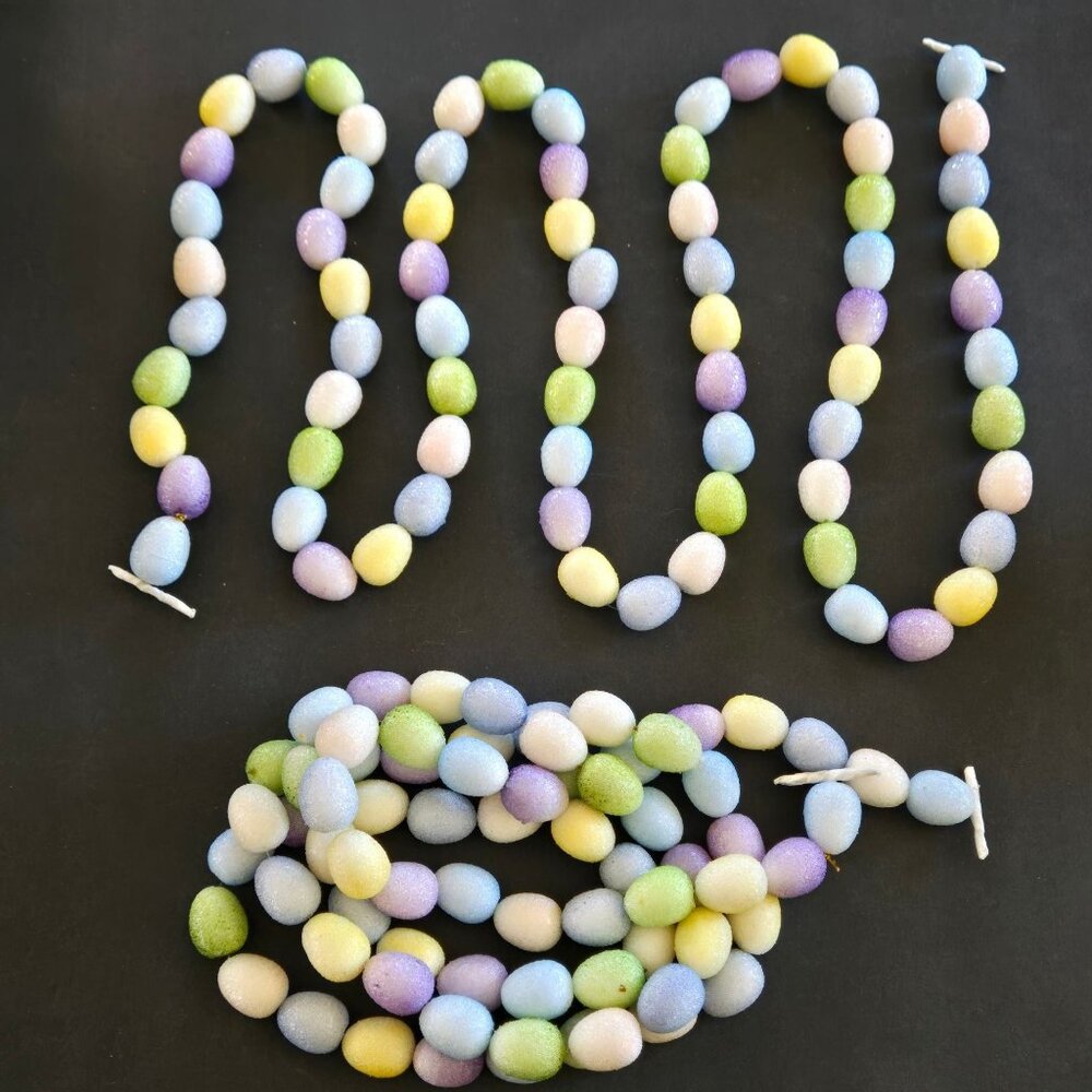 Pastel Glittery Foam Easter Egg Garland Decoration Handmade Spring Decor